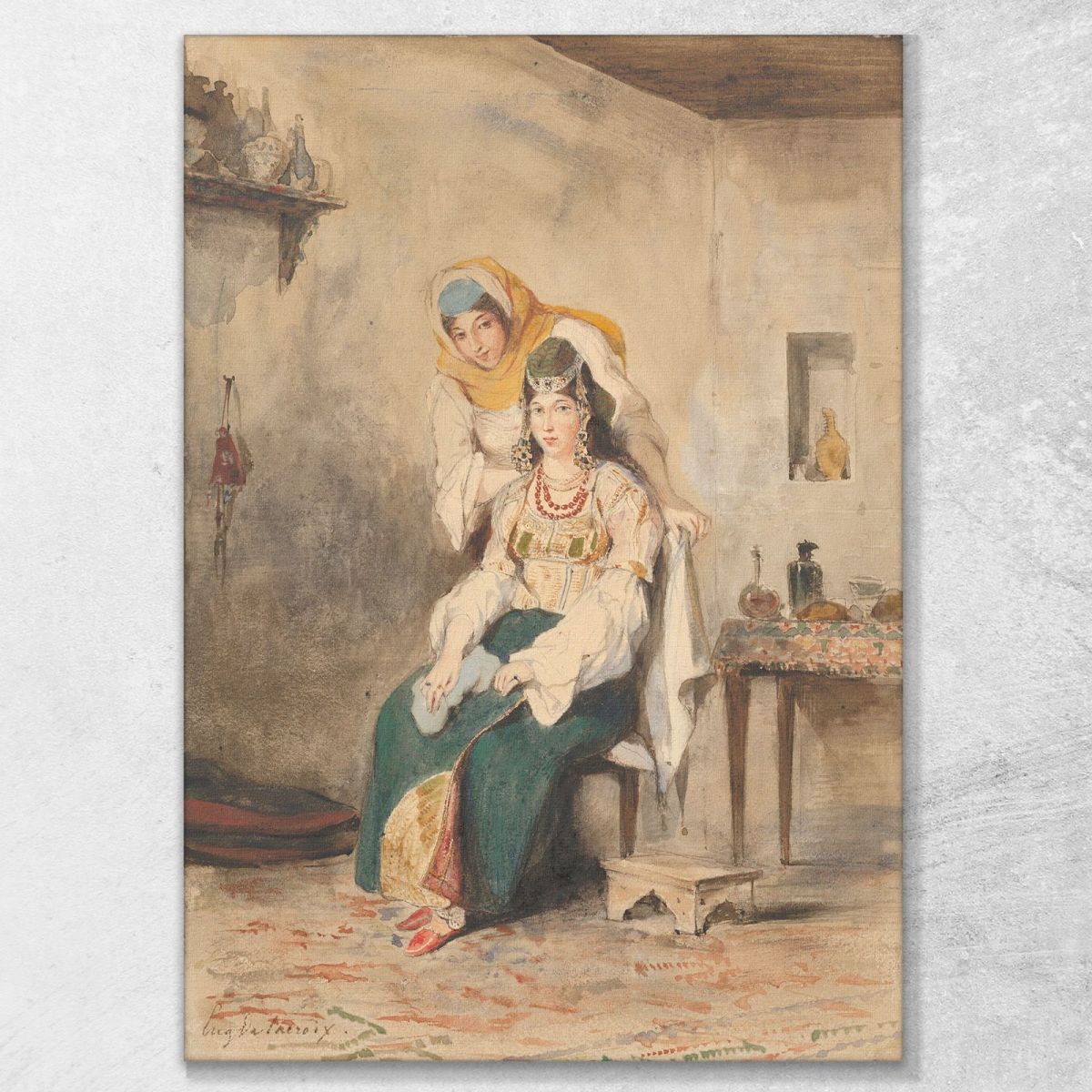 Saada The Wife Of Abraham Ben-Chimol And Préciada One Of Their Daughters Eugène Delacroix edx101 canvas print 