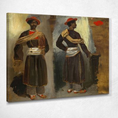 Two Studies Of A Standing Indian From Calcutta Eugène Delacroix edx152 canvas print 