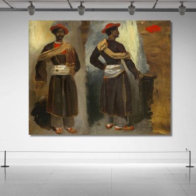 Two Studies Of A Standing Indian From Calcutta Eugène Delacroix edx152 canvas print 