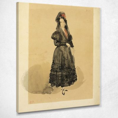 Young Spanish Lady In Costume Of Manola Eugène Delacroix edx159 canvas print 