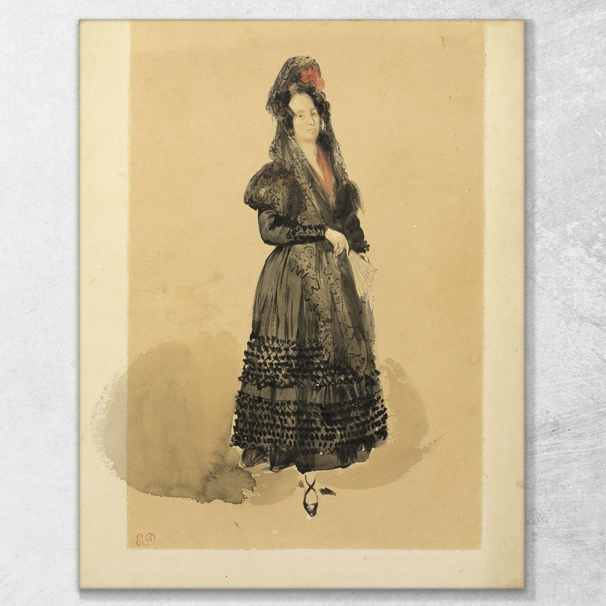 Young Spanish Lady In Costume Of Manola Eugène Delacroix edx159 canvas print 