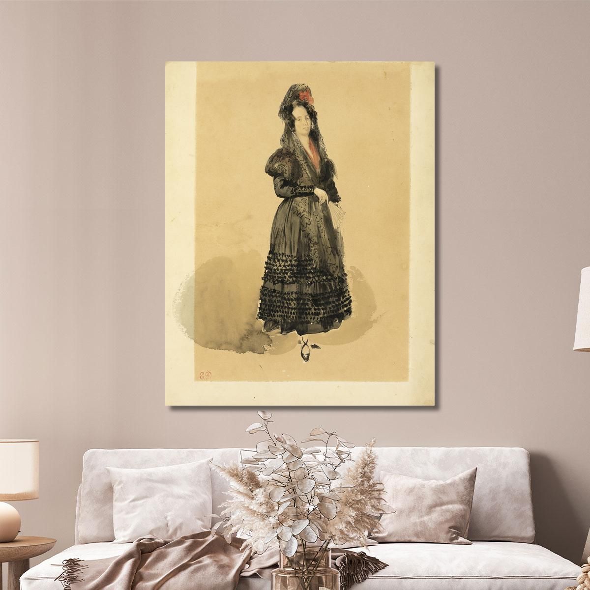 Young Spanish Lady In Costume Of Manola Eugène Delacroix edx159 canvas print 
