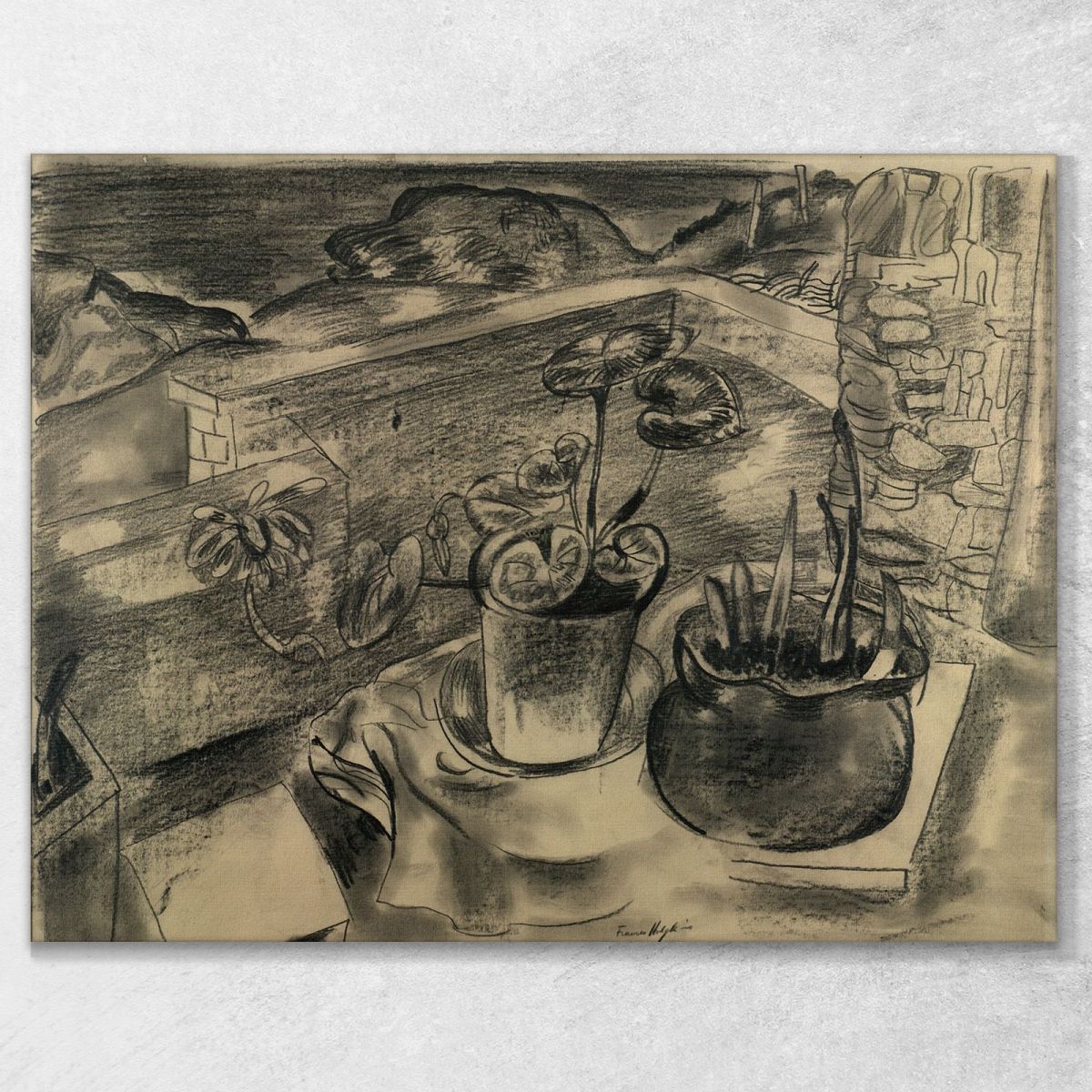 Still Life In Landscape Bodinnick Cornwall Frances Hodgkins fhd32 canvas print 