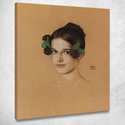 Portrait Of Daughter Mary With Green Bows Franz von Stuck fvs11 canvas print 