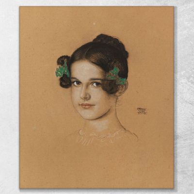 Portrait Of Daughter Mary With Green Bows Franz von Stuck fvs11 canvas print 