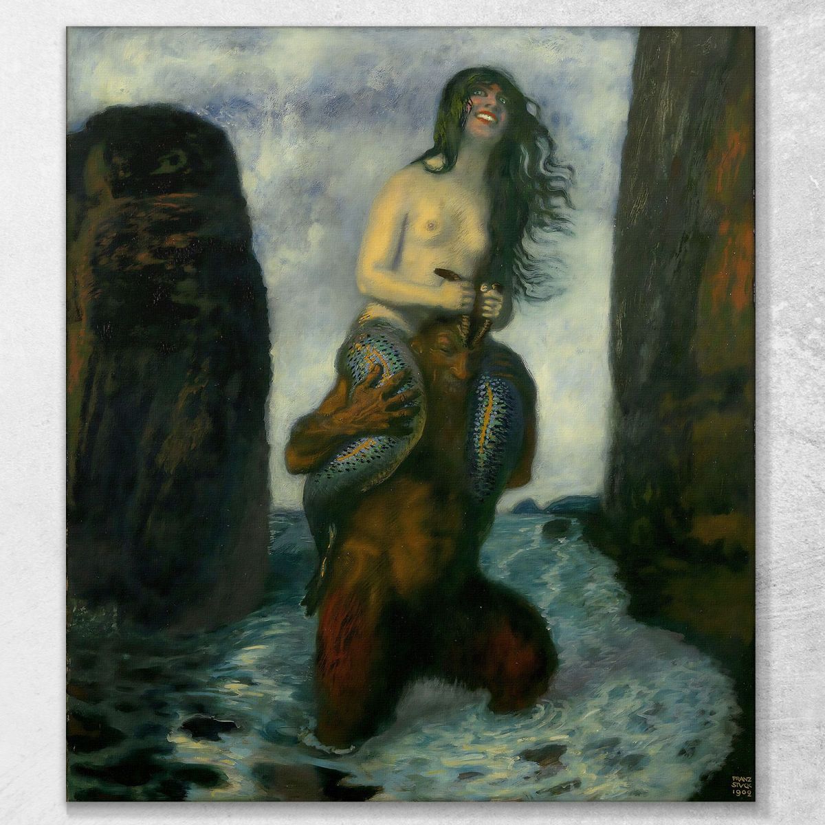 Faun And Mermaid Franz von Stuck fvs31 canvas print 