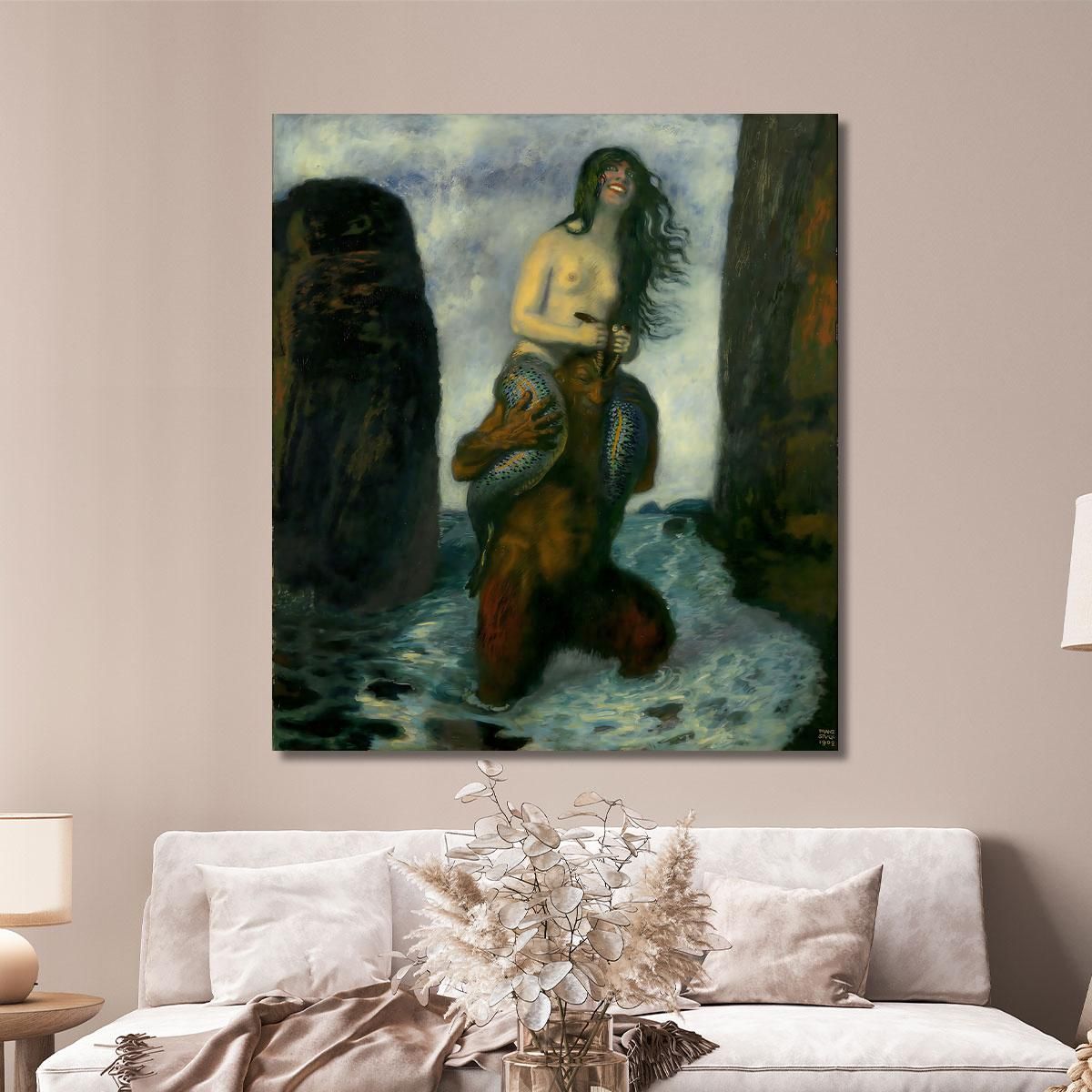 Faun And Mermaid Franz von Stuck fvs31 canvas print 