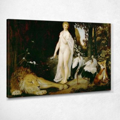 Nude With Animals In A Fairy Tale Landscape Gustav Klimt kg67 canvas print 