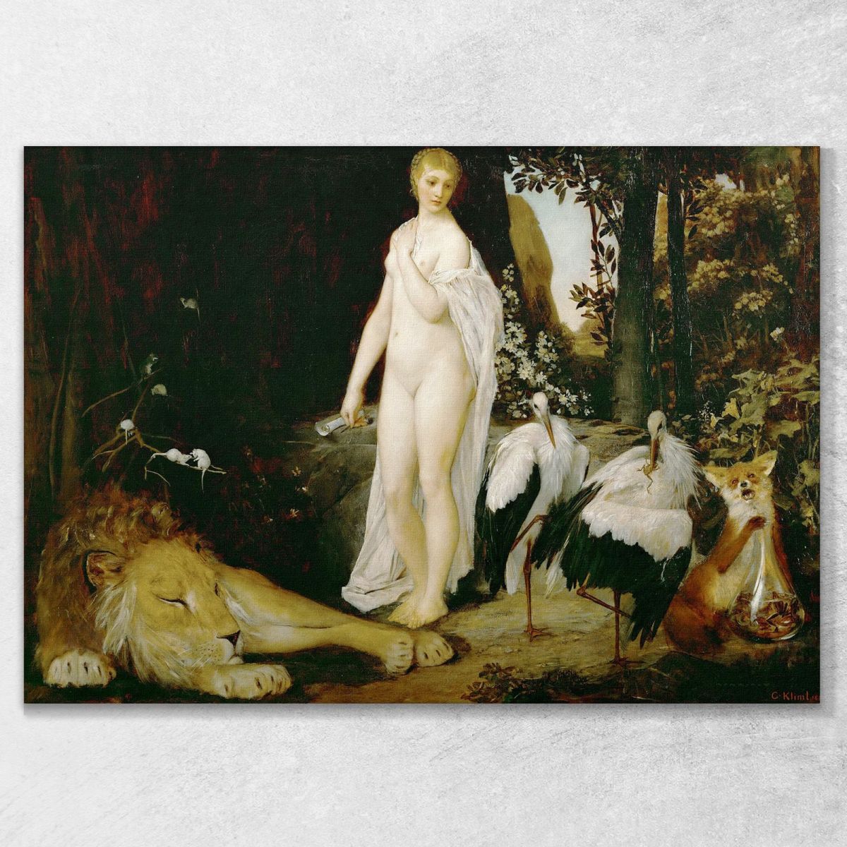 Nude With Animals In A Fairy Tale Landscape Gustav Klimt kg67 canvas print 