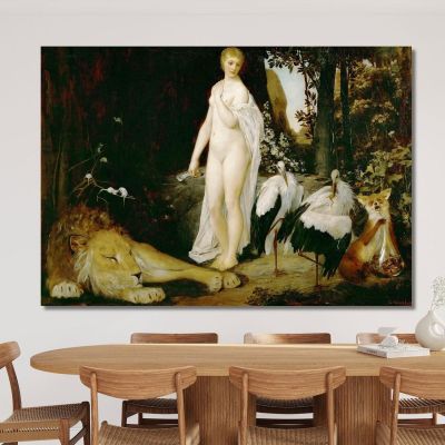 Nude With Animals In A Fairy Tale Landscape Gustav Klimt kg67 canvas print 