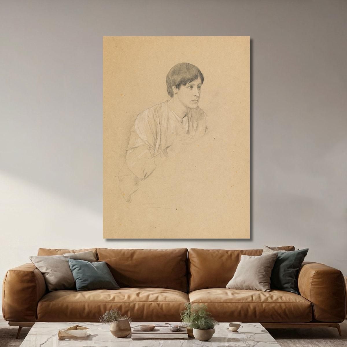 Drawing Young Man Gustav Klimt kg91 canvas print 