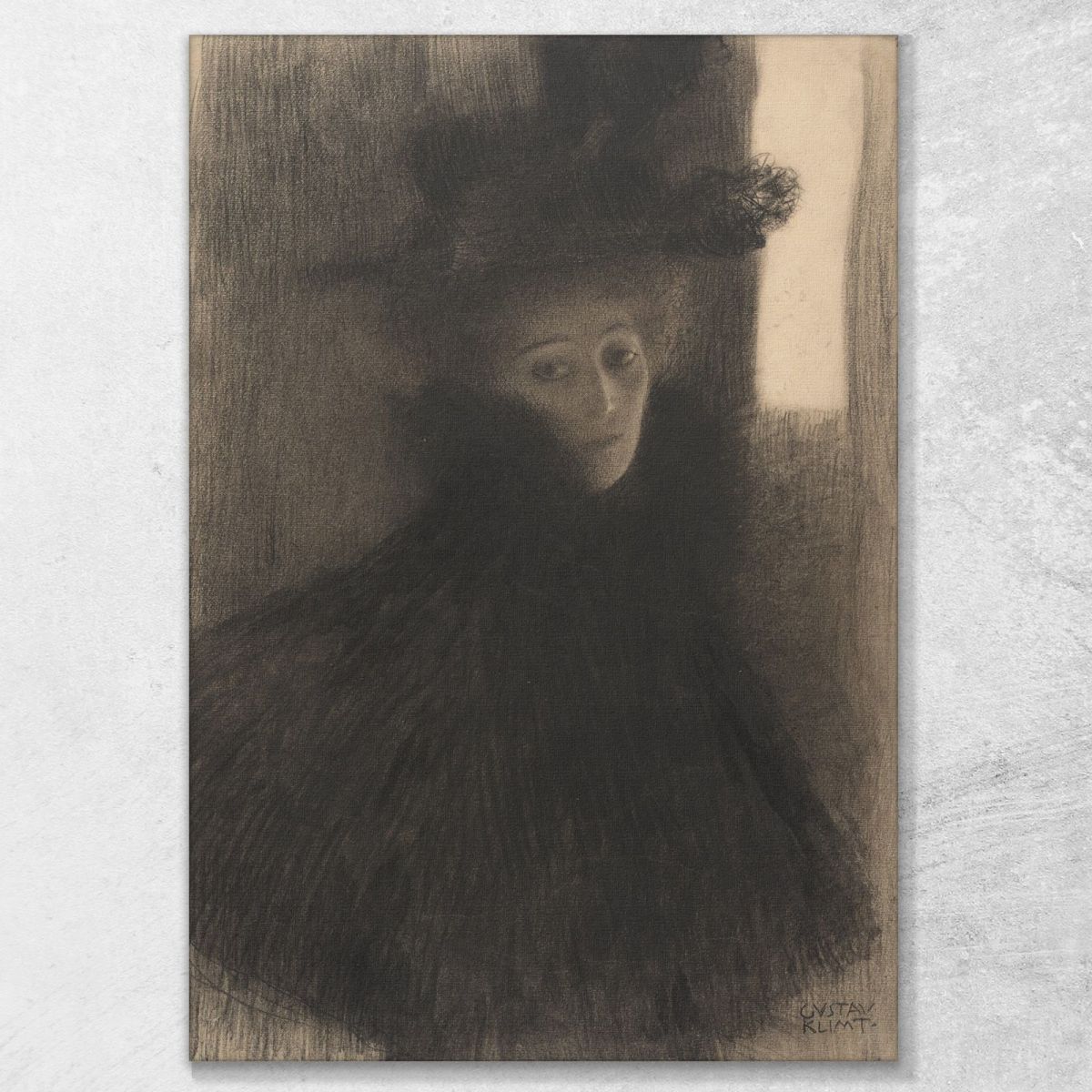 Portrait Of A Lady With Cape And Hat Gustav Klimt kg119 canvas print 