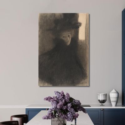 Portrait Of A Lady With Cape And Hat Gustav Klimt kg119 canvas print 