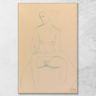 Seated Nude Girl From The Front With Tackled Legs Gustav Klimt kg130 canvas print 