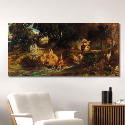 Die Nixen And Der Tiger The Mermaids And The Tiger Hans Makart hmk16 canvas print 