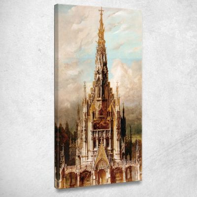 Gothic Burial Church Of St. Michael Tower Façade Hans Makart hmk26 canvas print 