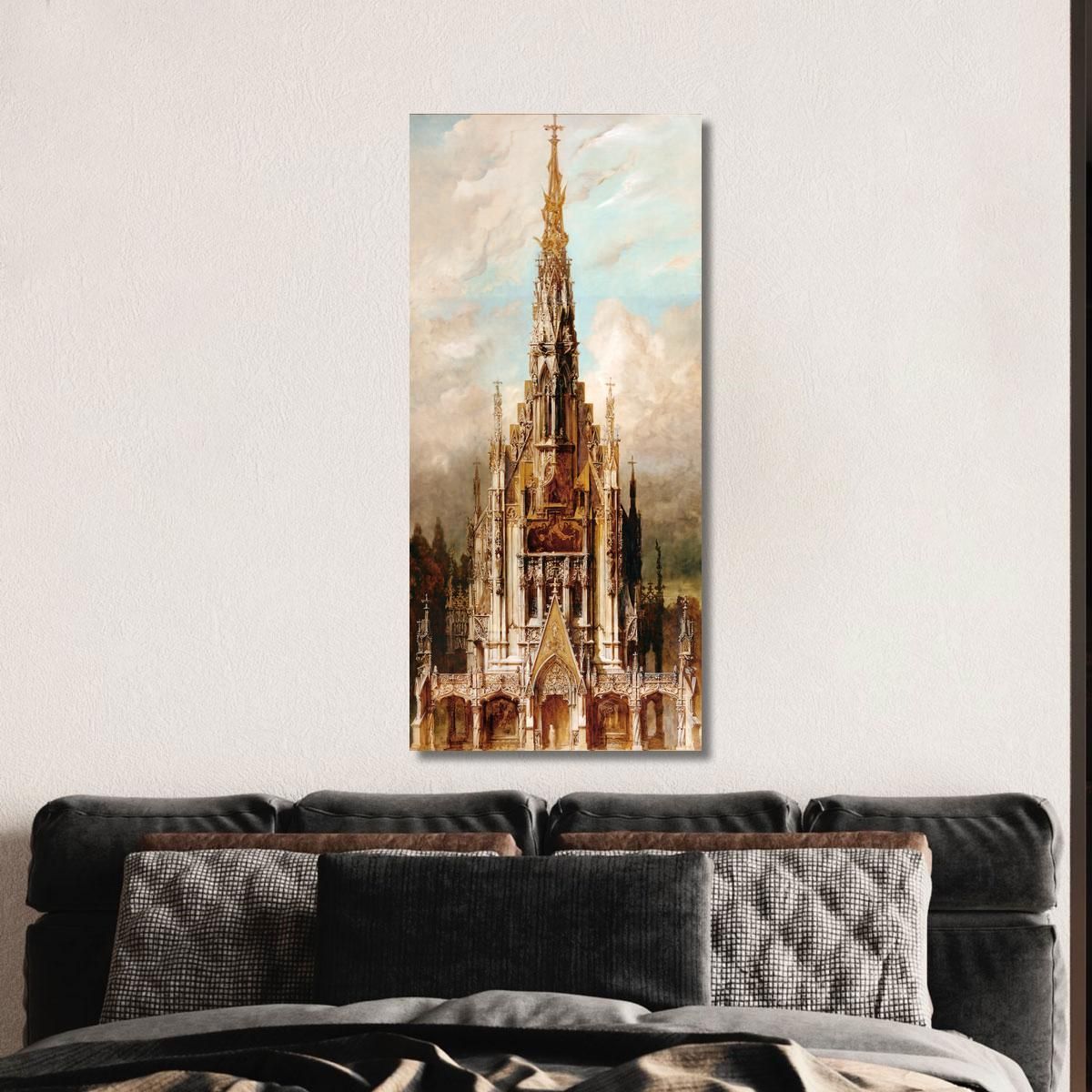 Gothic Burial Church Of St. Michael Tower Façade Hans Makart hmk26 canvas print 