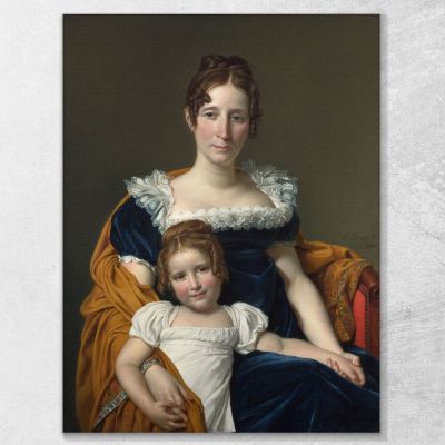 Portrait Of The Comtesse Vilain Xiiii And Her Daughter Jacques Louis David jld9 canvas print 