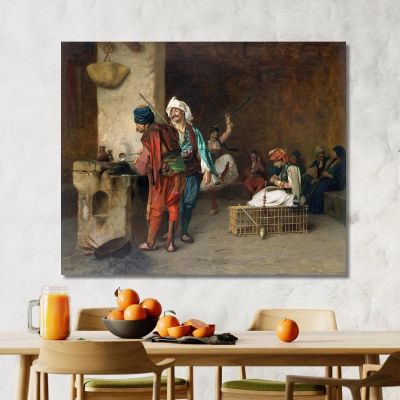 Cafe House Cairo Casting Bullets Jean-Léon Gérôme jlg31 canvas print 