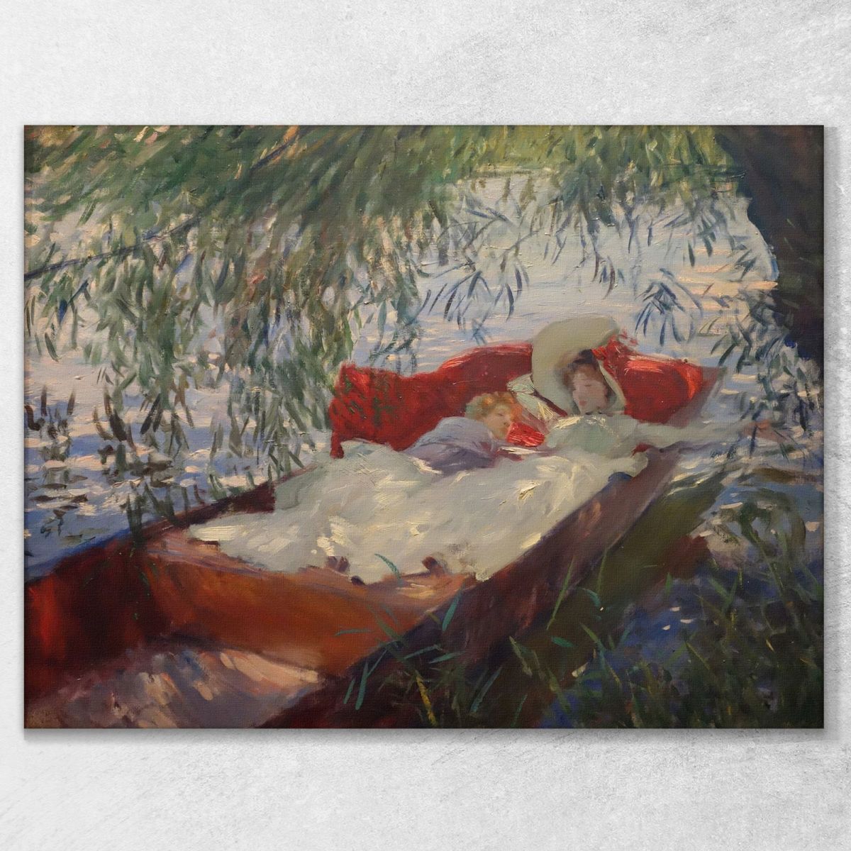 Lady And Child Asleep In A Punt Under The Willows John Singer Sargent jss125 canvas print 