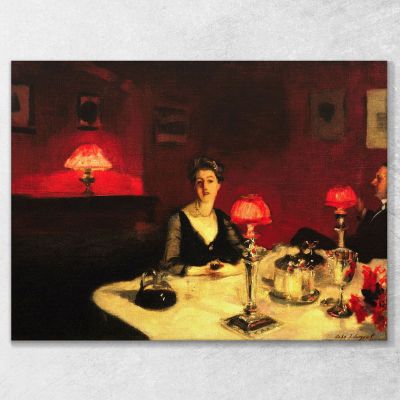 The Port Glass At Dinner Table At Night John Singer Sargent jss135 canvas print 