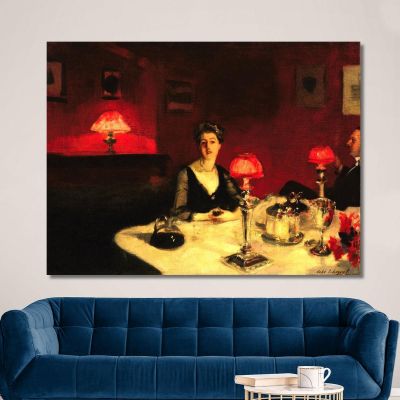 The Port Glass At Dinner Table At Night John Singer Sargent jss135 canvas print 