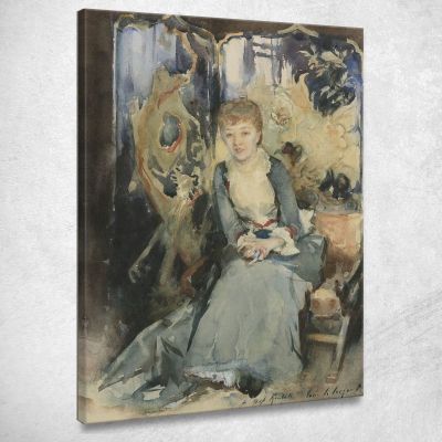 Mrs Reubell Seated In Front Of A Screen John Singer Sargent jss182 canvas print 