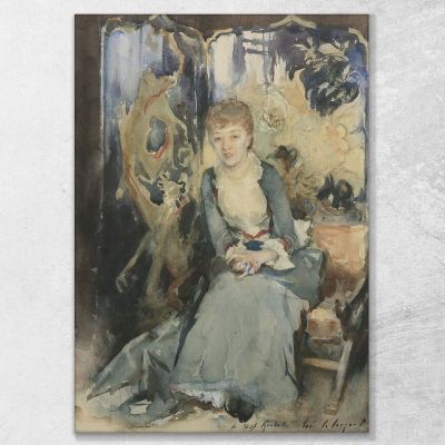 Mrs Reubell Seated In Front Of A Screen John Singer Sargent jss182 canvas print 