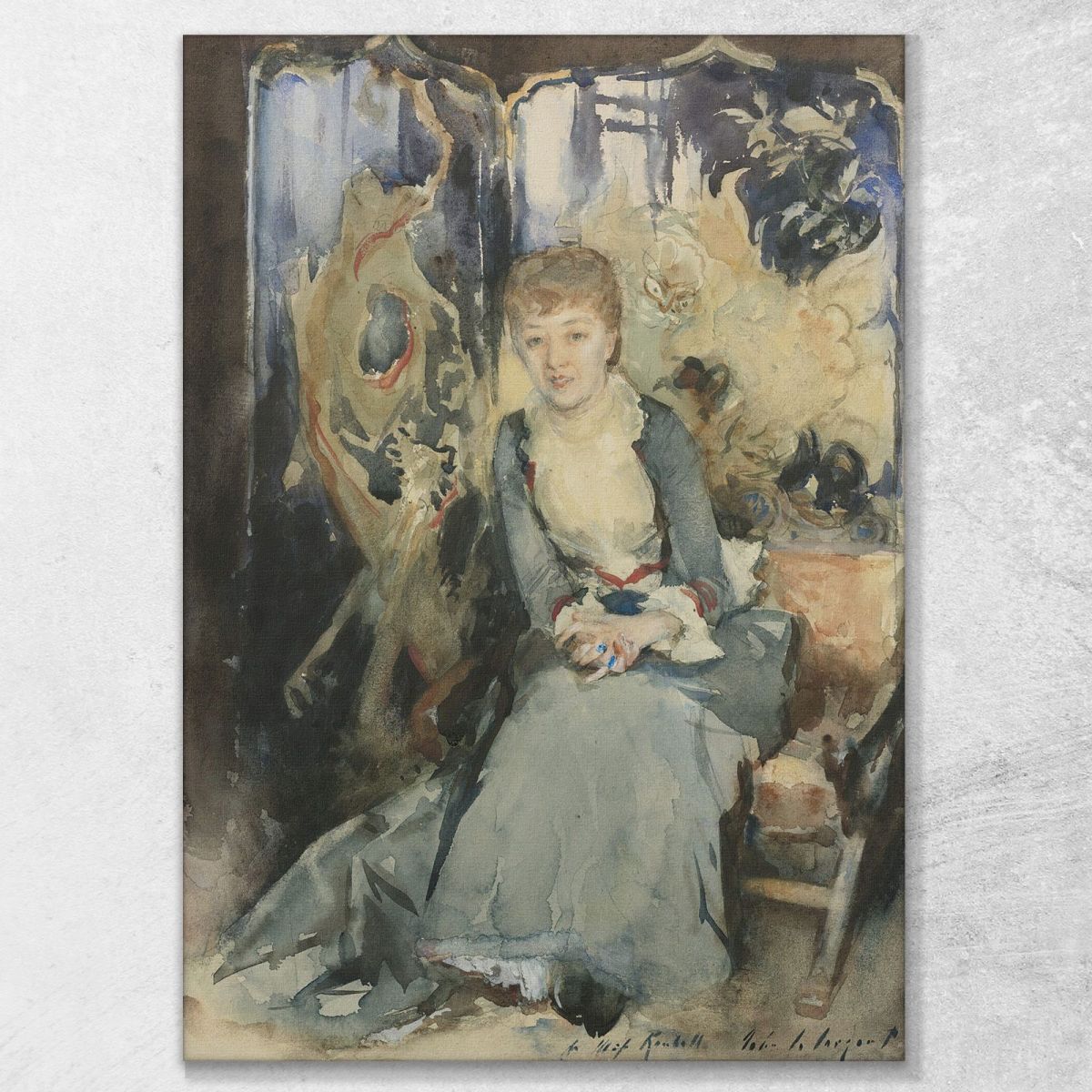 Mrs Reubell Seated In Front Of A Screen John Singer Sargent jss182 canvas print 