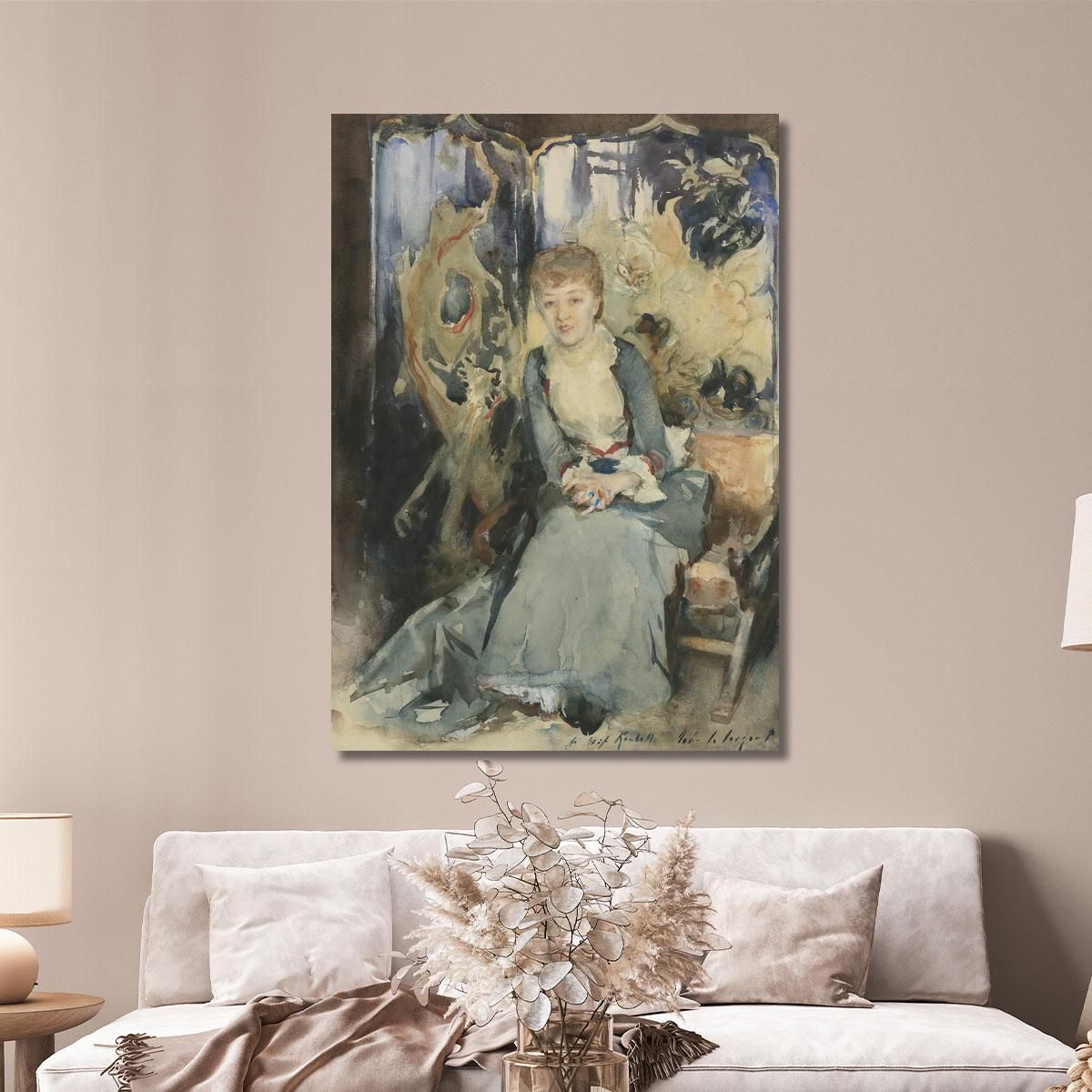 Mrs Reubell Seated In Front Of A Screen John Singer Sargent jss182 canvas print 