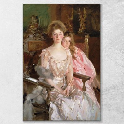 Mrs. Fiske Warren Gretchen Osgood And Her Daughter Rachel John Singer Sargent jss189 canvas print 