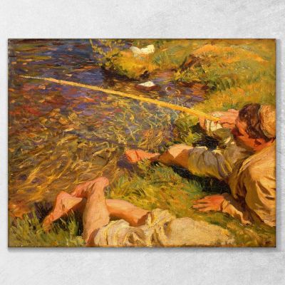 Val D'Aosta A Man Fishing John Singer Sargent jss352 canvas print 