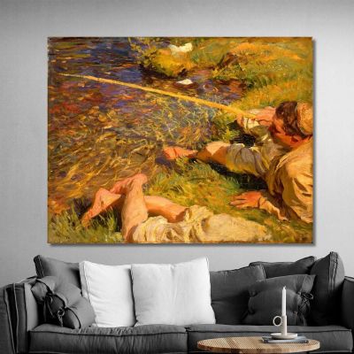 Val D'Aosta A Man Fishing John Singer Sargent jss352 canvas print 