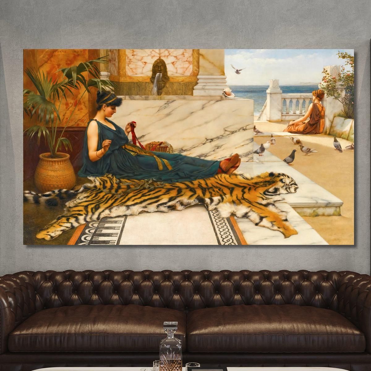The Tigerskin Sewing Girl John William Godward jwg84 canvas print 