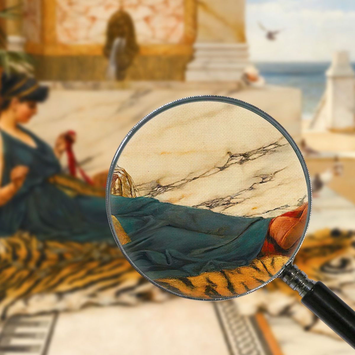 The Tigerskin Sewing Girl John William Godward jwg84 canvas print