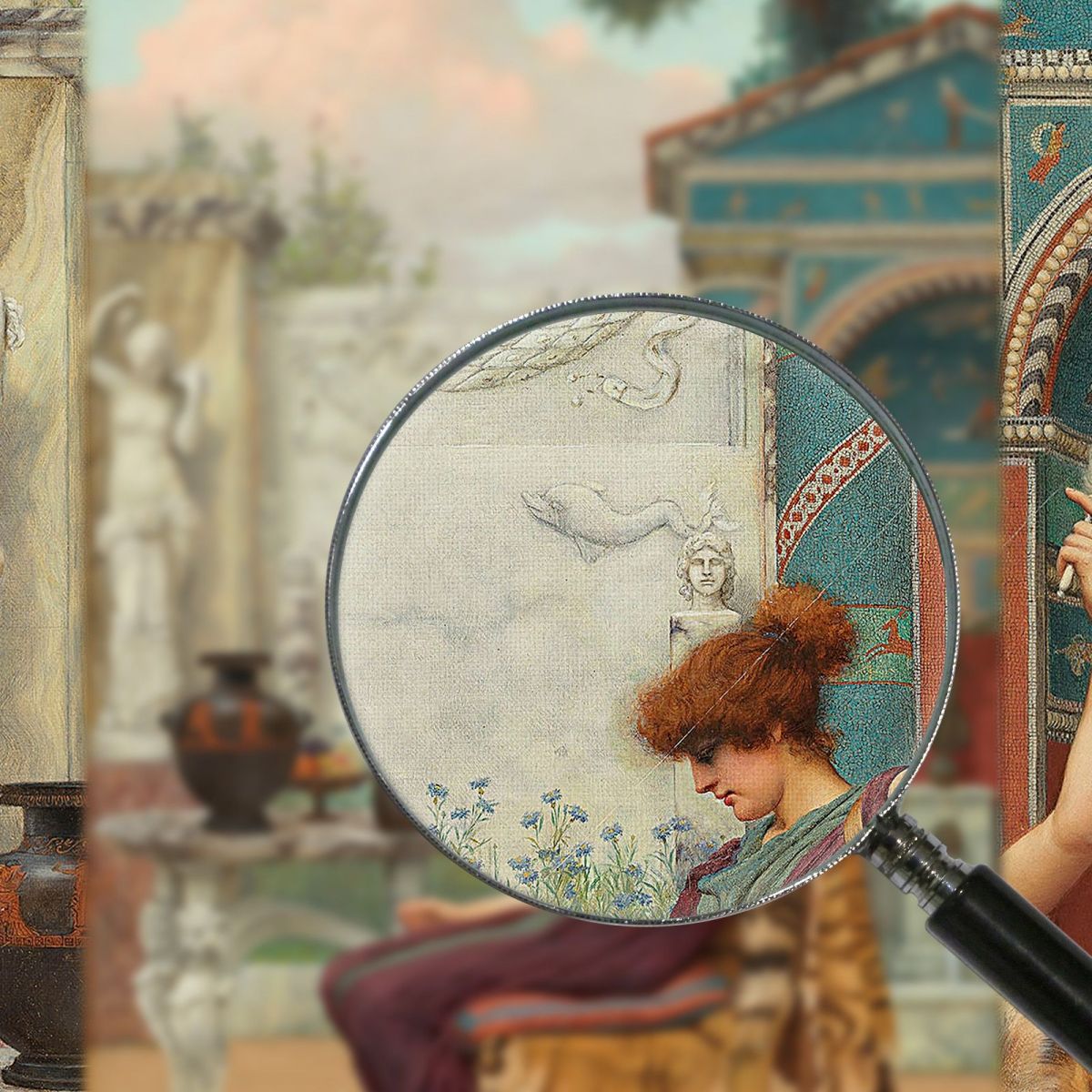 Winding Wool In A Pompeian Garden John William Godward jwg93 canvas print