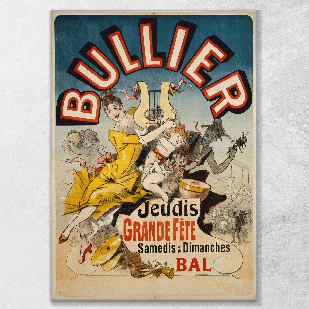 Bullier Thursdays Grande Fete Saturdays And Sundays Ball Jules Chéret jch16 canvas print 