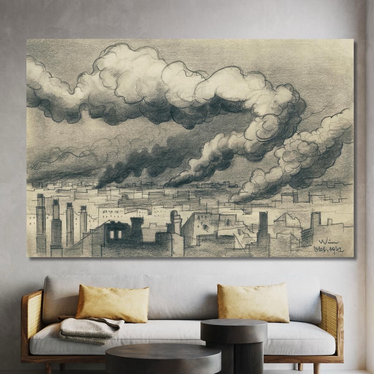 Burning City Of Stalingrad Karl Wiener kwn80 canvas print 