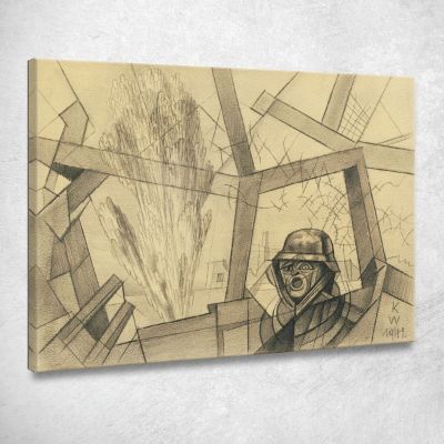 German Soldier Under Barrage Of Fire Karl Wiener kwn137 canvas print 