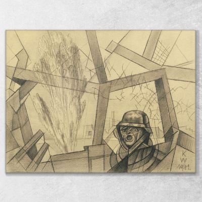 German Soldier Under Barrage Of Fire Karl Wiener kwn137 canvas print 