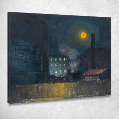 Gasworks In The Moonlight Karl Wiener kwn207 canvas print 