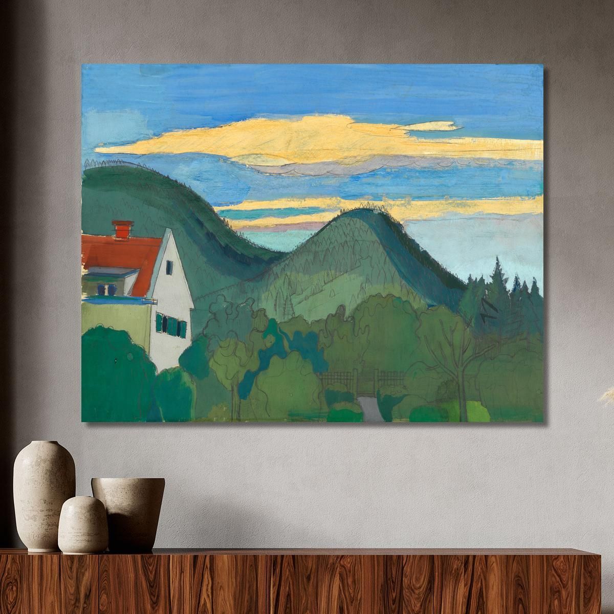 House In Forest Landscape Karl Wiener kwn228 canvas print 