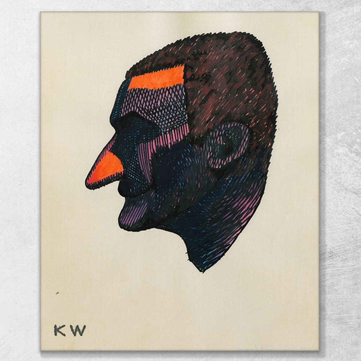 Head Study From Profile 10 Sheets Graz Ii Karl Wiener kwn278 canvas print 