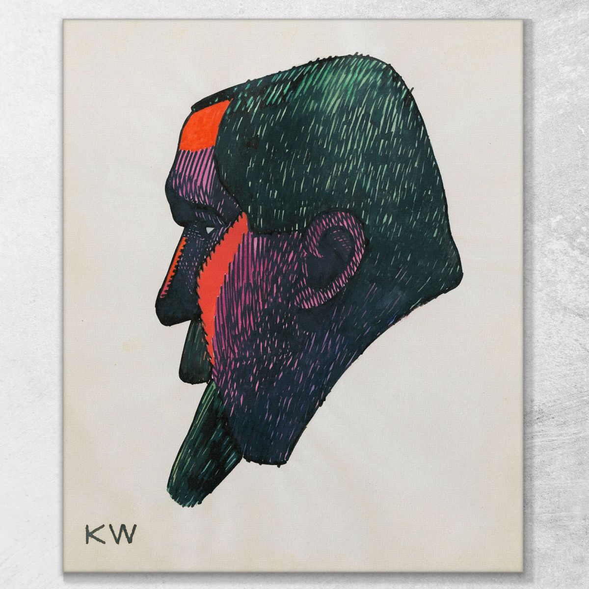 Head Study From Profile 10 Sheets Graz Viii Karl Wiener kwn284 canvas print 