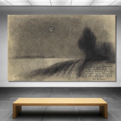 Lunar Eclipse At Full Moon On The Danube Karl Wiener kwn343 canvas print 