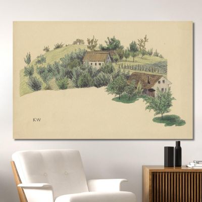 Untitled Farmhouses On Hill Karl Wiener kwn483 canvas print 