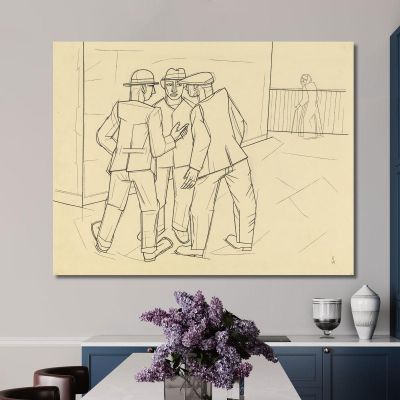 Without Title Three Men Karl Wiener kwn496 canvas print 