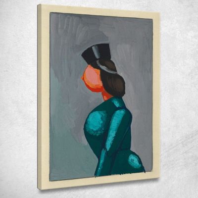 Untitled Woman In Green Dress With Black Cap Karl Wiener kwn507 canvas print 