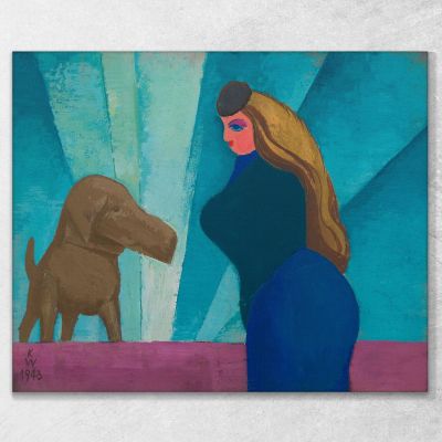 Untitled Woman And Dog Karl Wiener kwn512 canvas print 