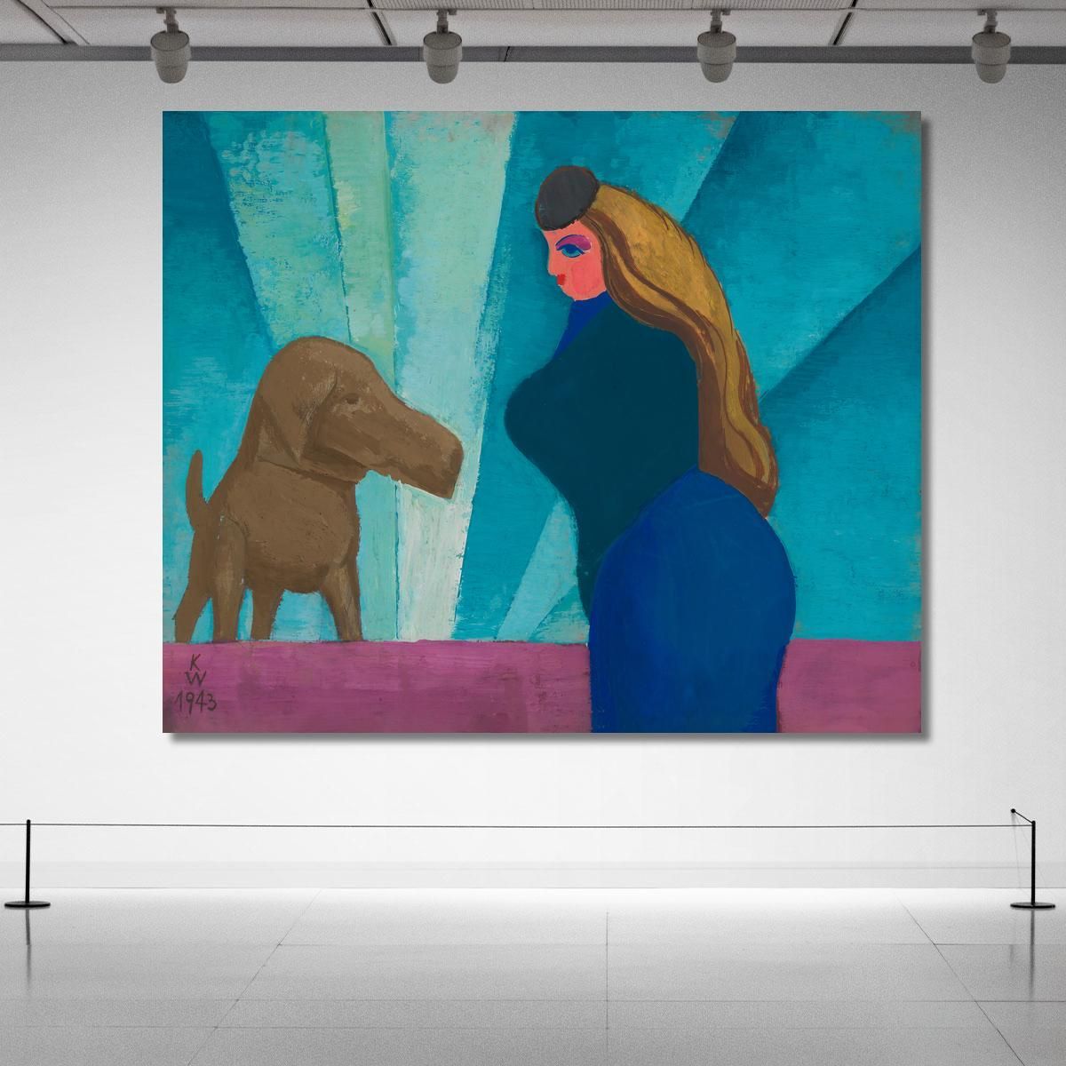 Untitled Woman And Dog Karl Wiener kwn512 canvas print 